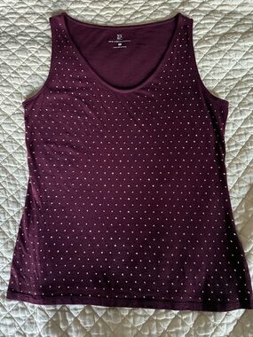 NY&Co Women's Burgundy Sleeveless Studded Tank M